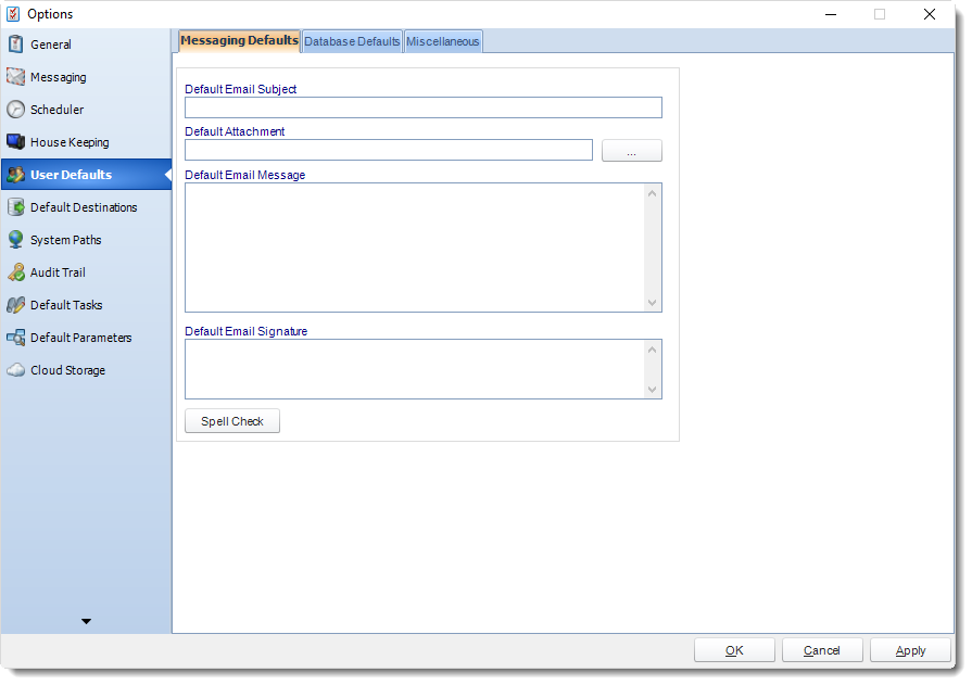 SSRS. User Defaults in Options section in SQL-RD