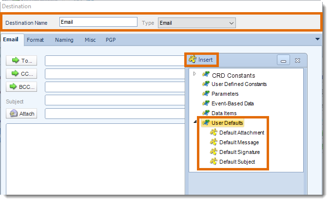 Crystal Reports: Email Destination in CRD.