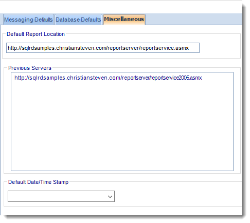 SSRS. User Defaults (Miscellaneous) in Options section in SQL-RD
