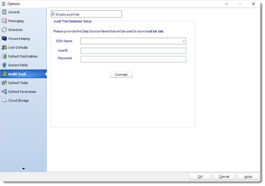 SSRS. Audit Trail in Options section in SQL-RD