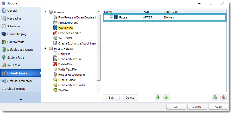 SSRS. Default Tasks in Options section in SQL-RD