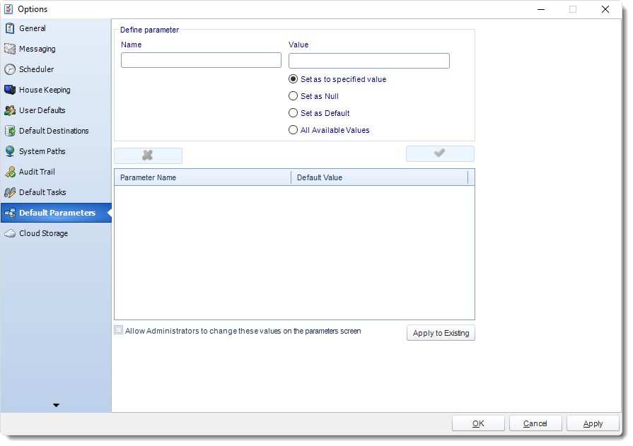 SSRS. Default Parameters in Options section in SQL-RD