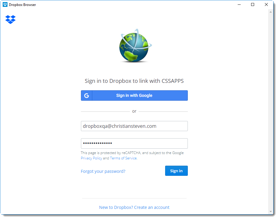 Crystal Reports: Dropbox Browser in Cloud Storage in Options in CRD.
