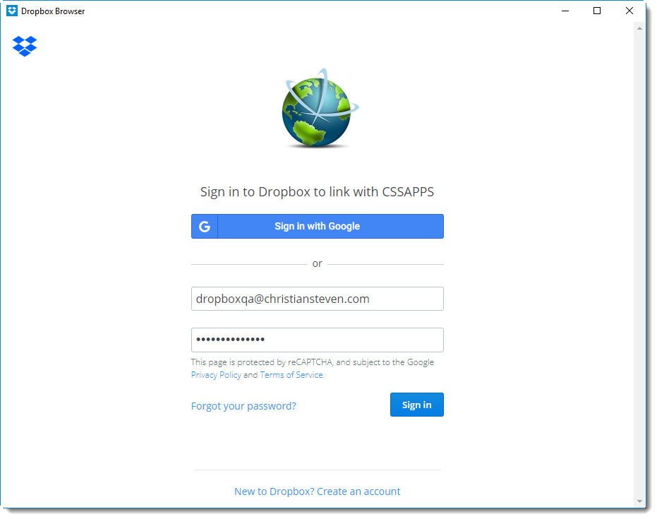 Crystal Reports: Dropbox Browser in Cloud Storage in Options in CRD.