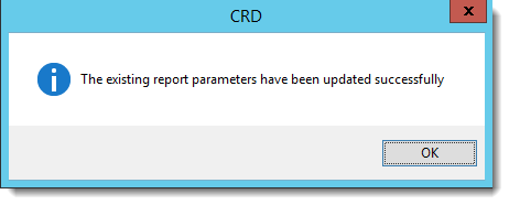 Crystal Reports: Parameters updated successfully pop-up in CRD.