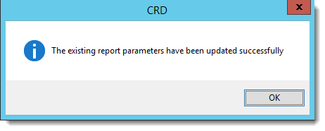 Crystal Reports: Parameters updated successfully pop-up in CRD.