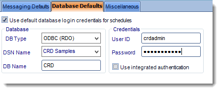 Crystal Reports: User Defaults in Options in CRD.