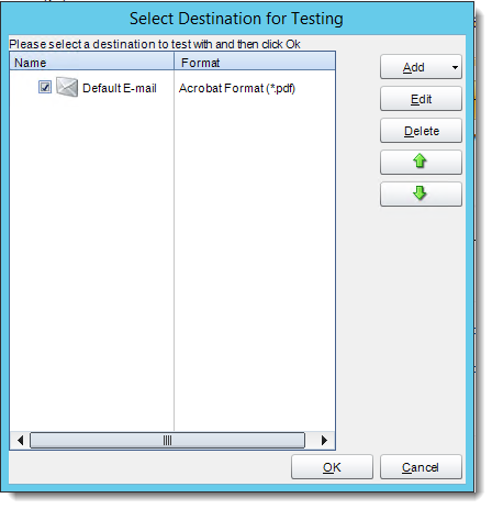 Crystal Reports: Select Destination for Testing in CRD.