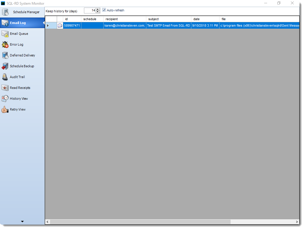 SSRS. Email Log in System Monitor in SQL-RD