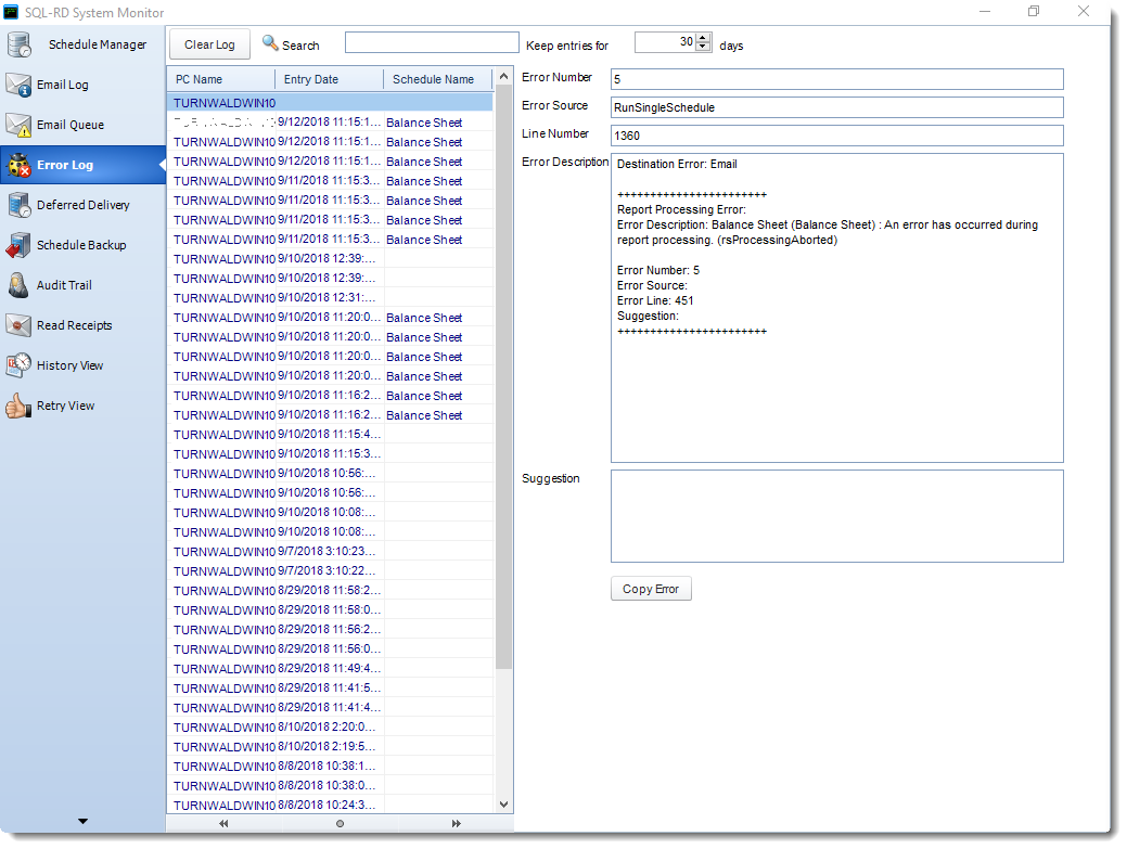 SSRS. Error Log in System Monitor in SQL-RD