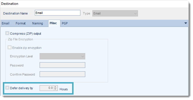 SSRS. Misc tab in Destination section in SQL-RD