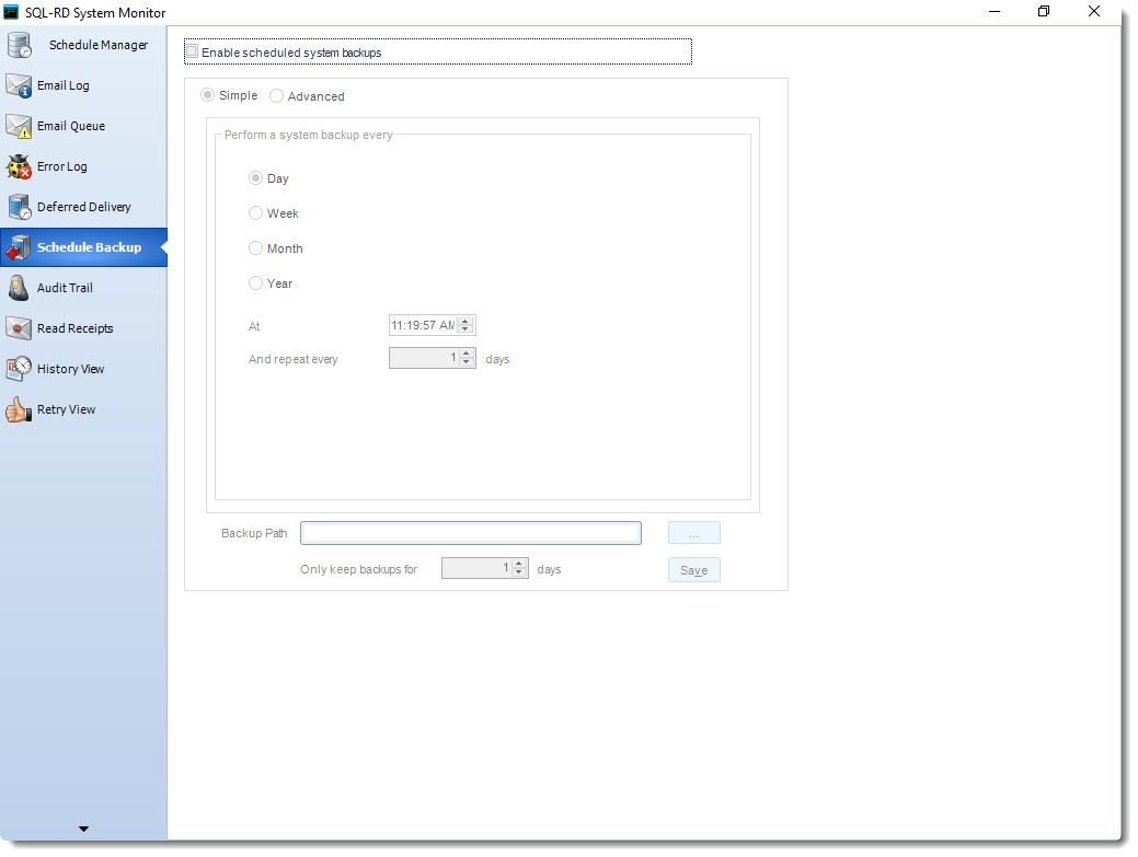 SSRS. Schedule Backup in System Monitor in SQL-RD