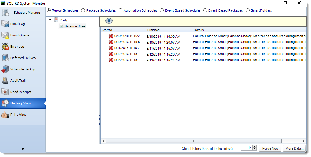 SSRS. History View in System Monitor in SQL-RD