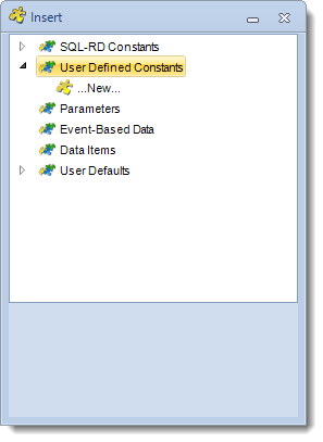 SSRS. Insert Menu: User Defined Constants in SQL-RD