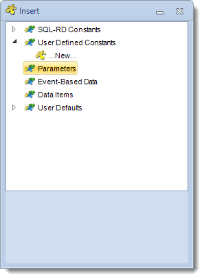 SSRS. Insert Menu: Parameters in SQL-RD