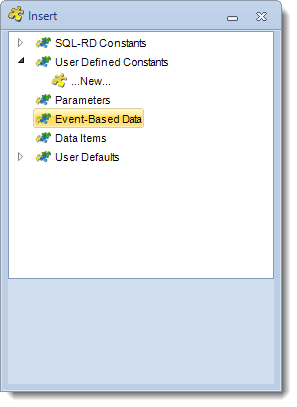 SSRS. Insert Menu: Event Based Data in SQL-RD
