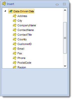 SSRS. Insert Menu: Data Driven Data in SQL-RD