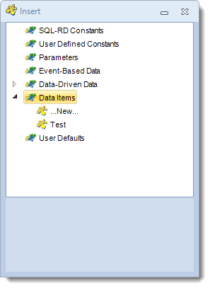 SSRS. Insert Menu: Data Item in SQL-RD