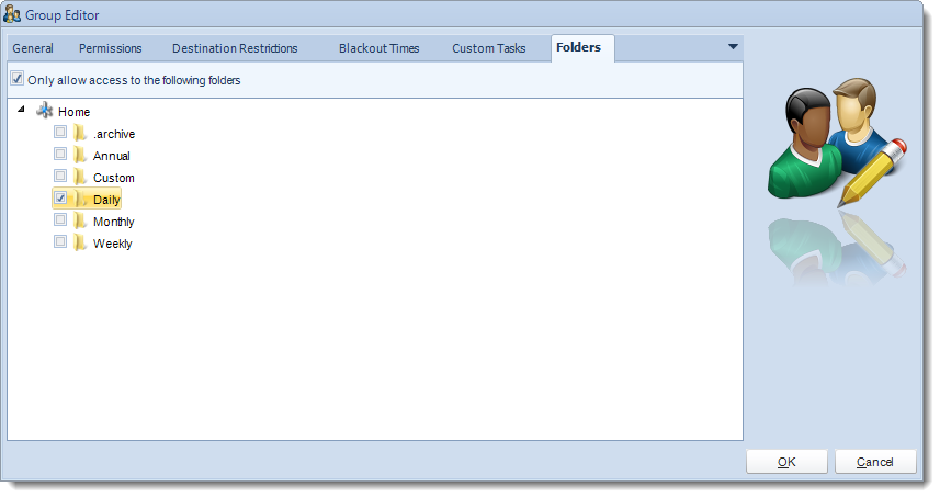 MS Access. Group Editor section in User Manager in MARS.