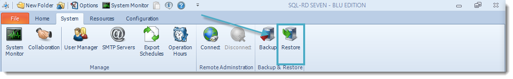 SSRS. SQL-RD System Menu.