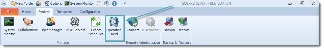 SSRS. SQL-RD System Menu.