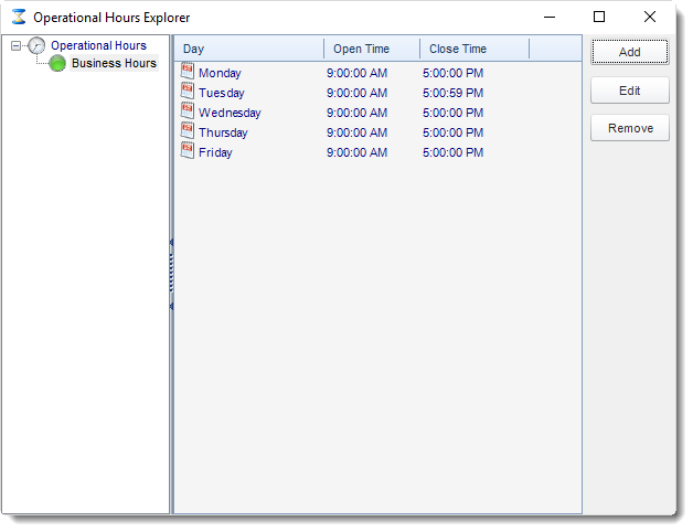 SSRS. Operation Hours in SQL-RD.