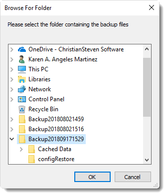 SSRS. Browsing for the folder where the restore can be found in SQL-RD.