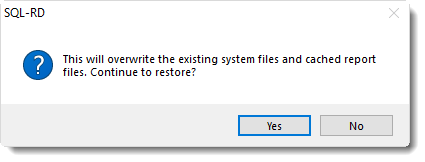 SSRS. Continue to restore pop-up in SQL-RD.