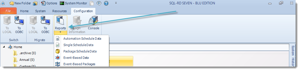 SSRS. SQL-RD Configuration Menu.