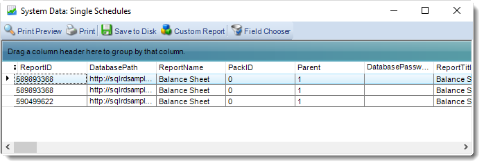 SSRS. System Data Schedules in SQL-RD.