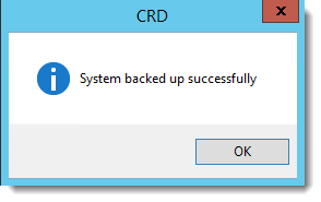 Crystal Reports: System backed up successfully pop-up in CRD.