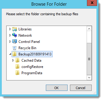 Crystal Reports: Browser for folder where the restore can be found in CRD.