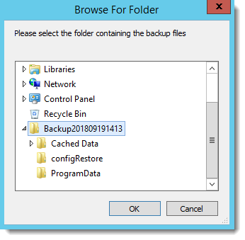 Crystal Reports: Browser for folder where the restore can be found in CRD.