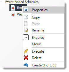 Power BI and SSRS. Event Based Schedule Properties in PBRS.