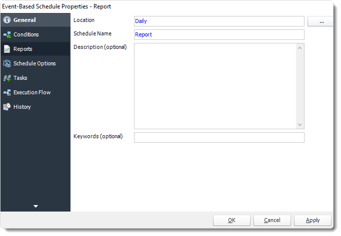 Power BI and SSRS. General Wizard of Event Based Schedule Properties in PBRS.