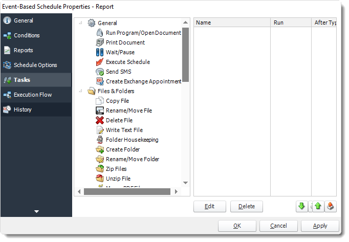 Power BI and SSRS. Tasks Wizard of Event Based Schedule Properties in PBRS.