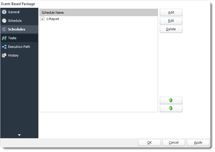 Power BI and SSRS. Schedules Wizard of Event Based Packages Properties in PBRS.