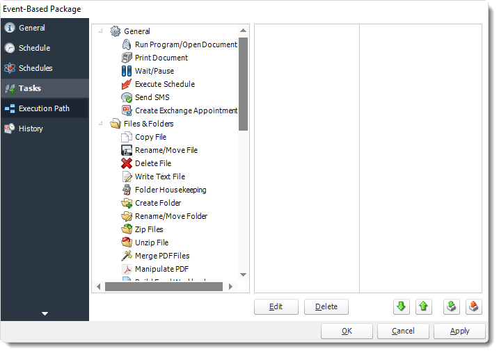 Power BI and SSRS. Tasks Wizard of Event Based Packages Properties in PBRS.