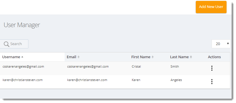 KPI's and Dashboards: User Manager in IntelliFront BI.