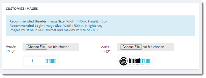 KPI's and Dashboards: Settings in IntelliFront BI.