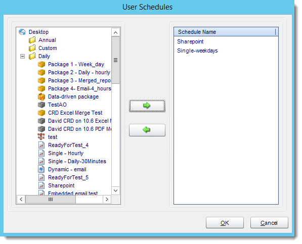 Crystal Reports: User Schedules in User Manager in CRD.