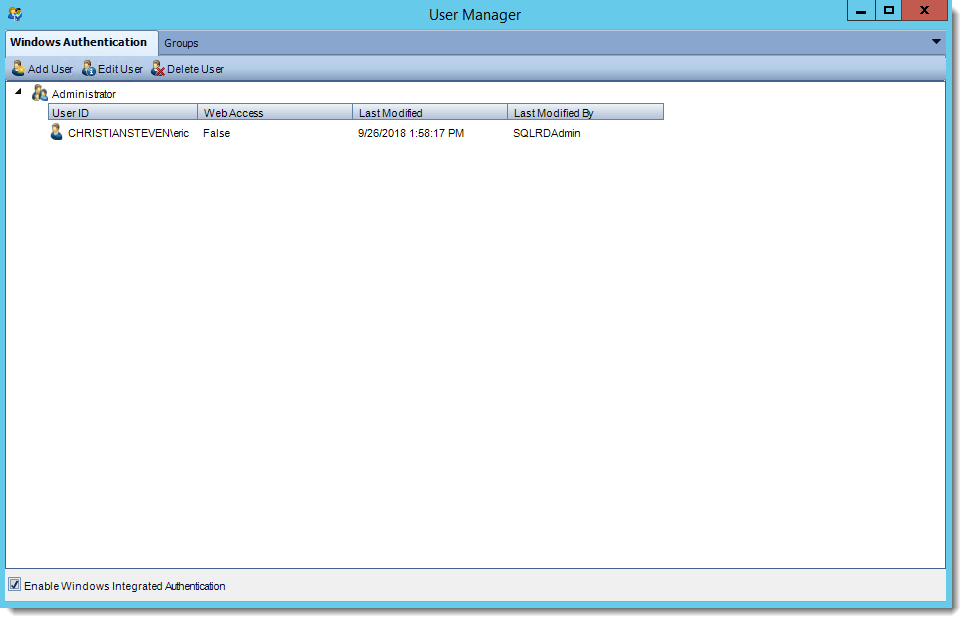 Crystal Reports: User Manager in CRD.