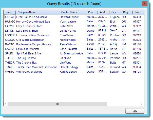 Crystal Reports: Query Results from Get Values from Database interface in CRD.