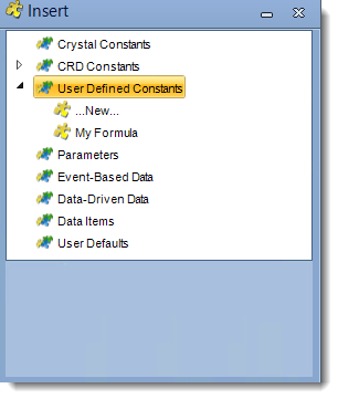 Crystal Reports: Insert Menu in CRD.