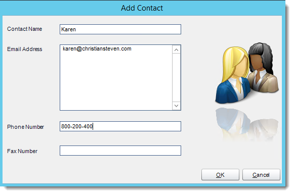 Crystal Reports: Adding a contact in Address Book in CRD.