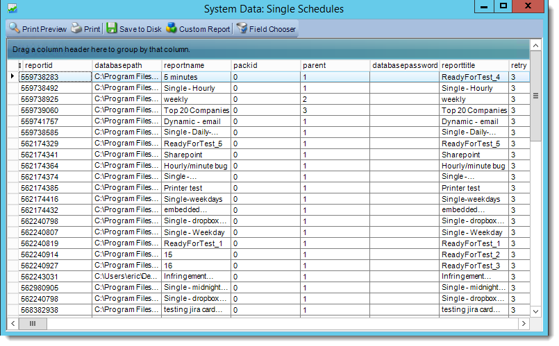 Crystal Reports: System Data in CRD.