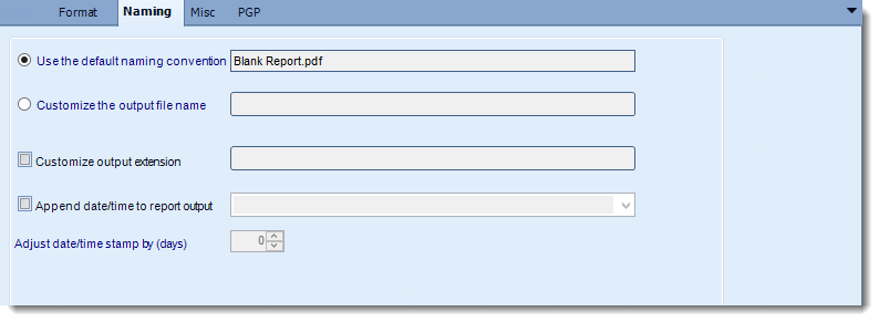 Crystal Reports: Naming section in Destination in CRD.