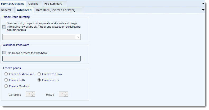 Crystal Reports: MS Excel output format options in CRD.