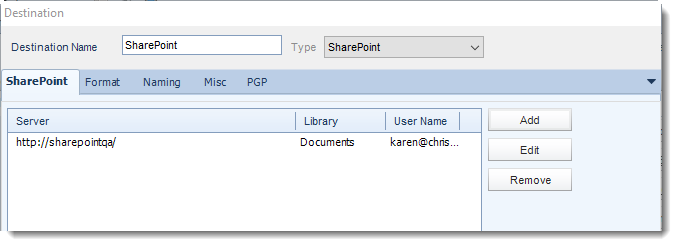 Crystal Reports: SharePoint destination in CRD.