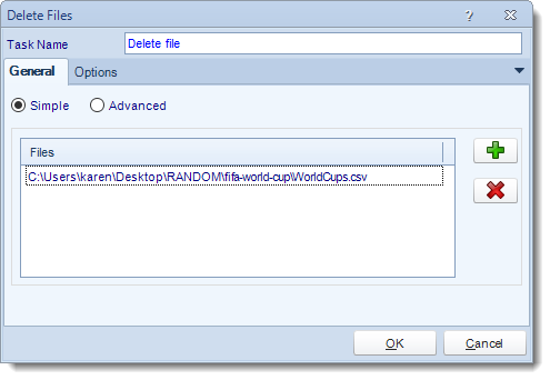 Crystal Reports: Delete Files task in CRD.